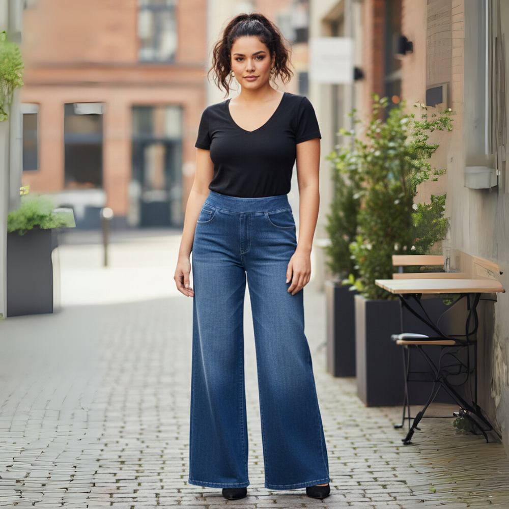 Omansa Wide Comfort Denim – High Waist Support