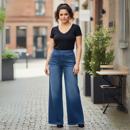 Omansa Wide Comfort Denim – High Waist Support